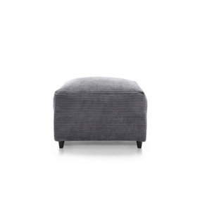 Jumbo Grey Cord Footstool with Thick Luxury Deep Filled Cushioning
