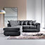 Jumbo Grey Cord Left Facing Corner Sofa for Living Room with Thick Luxury Deep Filled Cushioning