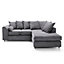 Jumbo Grey Cord Right Facing Corner Sofa for Living Room with Thick Luxury Deep Filled Cushioning