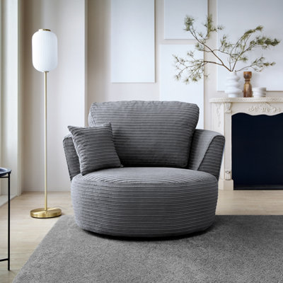 Accent Chairs Grey Jumbo Cord Swivel Chair Jumbo Grey Cord Swivel