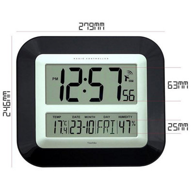 Jumbo LCD Radio Controlled Wall Clock with Temperature and Humidity display YC8055 - 4