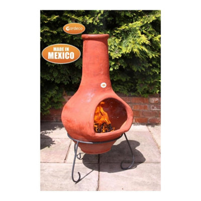 Jumbo Mexican Chimenea Tibor brown including stand and lid