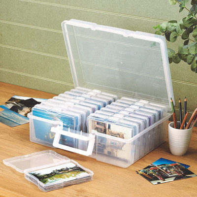 Jumbo Photo Storage Box Set Photograph Organiser Craft Case with 16 6x4 Inner Cases. Holds up