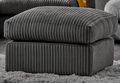 Jumbo Size Cord Fabric Footstool Grey