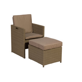 Jumeirah Cube Chair with Folding Back and Footstool incl. cushions