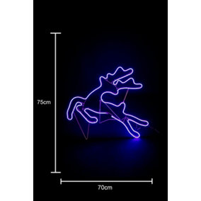 Jumping Reindeer Neon Effect Rope Light Silhouette Double Side 90 Blue LEDs Christmas Outdoor