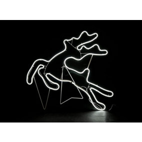 Jumping Reindeer Neon Effect Rope Light Silhouette Double Side 90 Cool White LEDs Christmas Outdoor