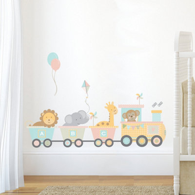 Jungle Animal Train Set Wall Sticker