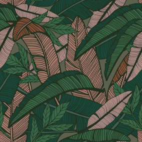 Jungle Tropical Green Wallpaper Botanical Feature Wall Modern Contemporary