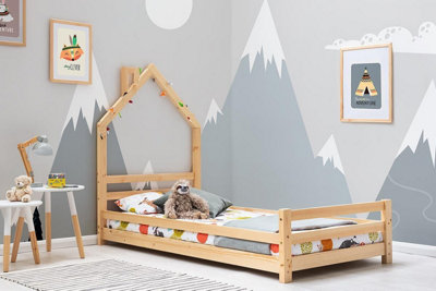 Juni Pine Kids Wooden House Style Single Bed Frame 3ft