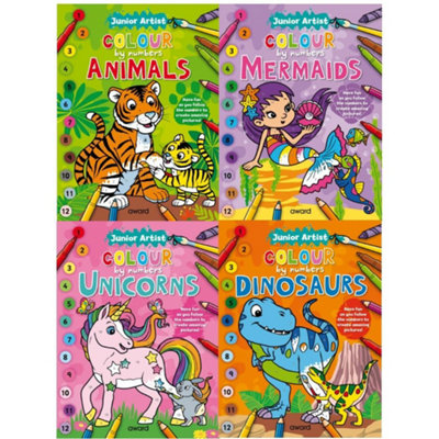 Junior Artist Colour By Numbers 4 Books Collection Set For Childrens ...