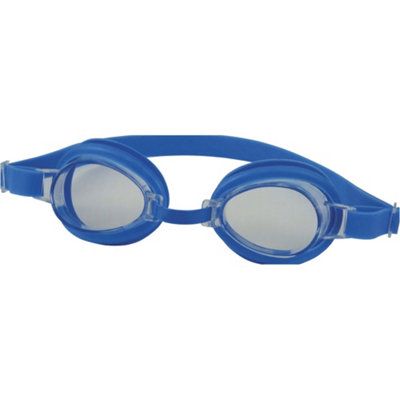 Junior Blue Swimming Goggles Adjustable Strap Nose Bridge Pool Holiday