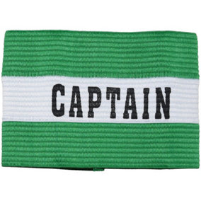 Junior Captains Armband - GREEN - Football Rugby Sports Arm Bands - White Strap