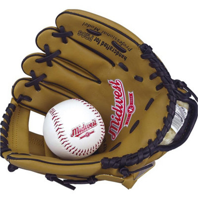 Junior Left Handed Baseball Glove & Ball Set - Tanned Vinyl Leather Double Cross