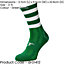 JUNIOR Size 3-6 Hooped Stripe Football Crew Socks GREEN/WHITE Training Ankle