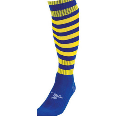 JUNIOR Size 3-6 Hooped Stripe Football Socks - ROYAL BLUE/YELLOW ...