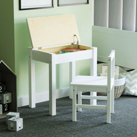 Junior Vida Aries White Solid Pine Desk & Chair 2 Piece Set Children Kids Furniture