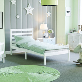 Junior Vida Libra White Single Wooden Childrens Bed Frame, 190 x 90cm