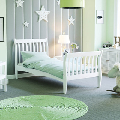 Junior Vida Orion White Single Childrens Sleigh Bed Frame,190 x 90cm