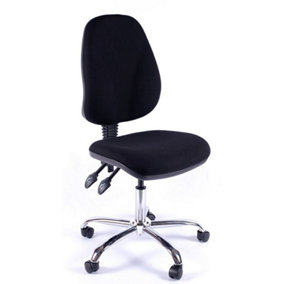 Juno Chrome High Back Office Chair in Black Fabric