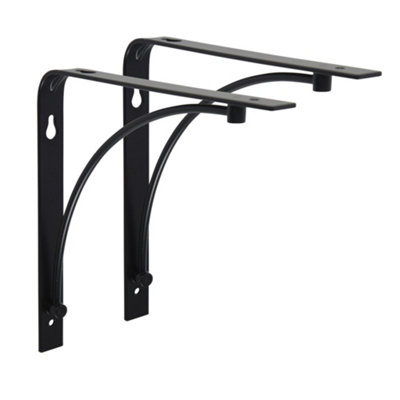 Jupiter Black Contemporary Stylish Decorative Modern Metal Steel Shelf Brackets - 12 Pack