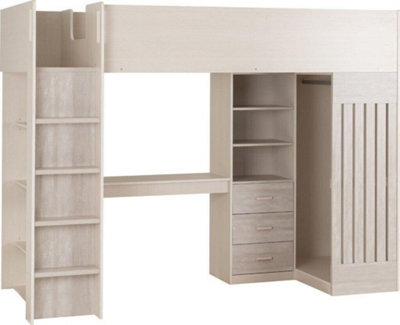 Jupiter High Sleeper Bed Storage Frame in White and Grey 2 Man Delivery