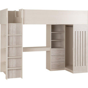 Jupiter High Sleeper Bed Storage Frame in White and Grey 2 Man Delivery
