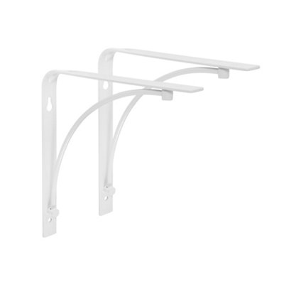 Jupiter White Contemporary Stylish Decorative Modern Metal Steel Shelf Brackets - 12 Pack