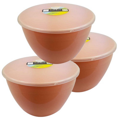 Just Pudding Basins Family Size 3 Pint Steam Pudding Basin with Lid Peach 3pt 3pk DIY at B&Q