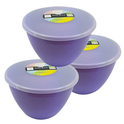 Just Pudding Basins Medium Sized Steaming Pudding Basin with Lid Lilac 1.5pt 3pk DIY at B&Q