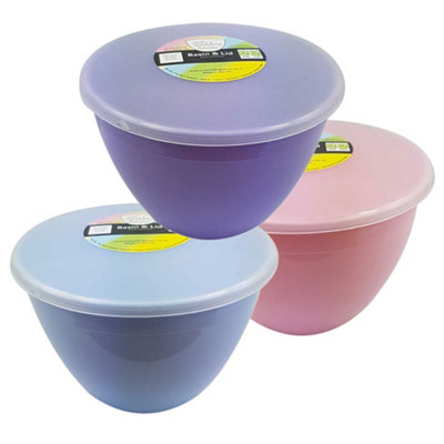 Just Pudding Basins Medium Sized Steaming Pudding Basin with Lid Summer Collection 1.5pt 3pk