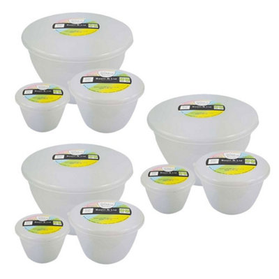 Just Pudding Basins Steam Pudding Bowls with Lids Clear Mixed Sizes