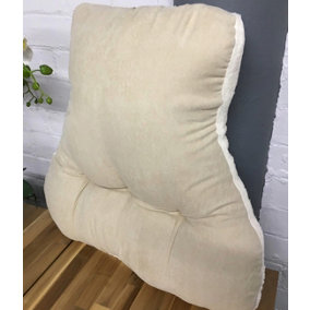 Just So Home Back Support Lumbar Cushion Sherpa Fleece With Faux Suede Reverse Pain Relief Armchair Car Office (Cream)
