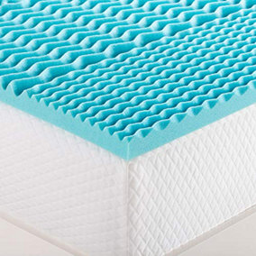 Just So Home Comfort 5 Zone Cool Blue Memory Foam Mattress Topper Orthopaedic Support Pain Relief (Double)