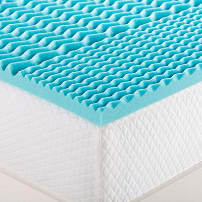 Just So Home Comfort 5 Zone Cool Blue Memory Foam Mattress Topper Orthopaedic Support Pain Relief (King)