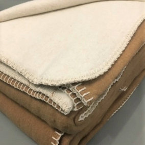 Just So Home Cotton Rich Reversible Blanket (Caramel/Cream Double)