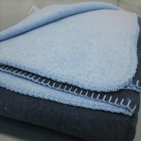 Just So Home Cotton Rich Reversible Blanket (Navy/Light Blue Double)
