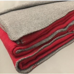 Just So Home Cotton Rich Reversible Blanket (Red/Grey Double)