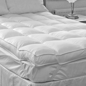 Just So Home Extra Deep 4" (10 cm) Mattress Topper With Hollowfibre Fill and Cotton Cover (Double)