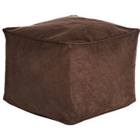 Just So Home  Footstool Faux Suede Cube Pouffe Footrest (Brown)
