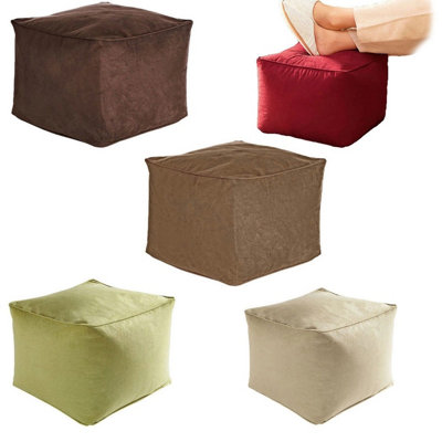 Just So Home Footstool Faux Suede Cube Pouffe Footrest Foot Support (Sage)