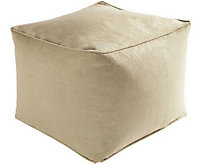Just So Home Footstool Faux Suede Cube Pouffe Footrest  (Sand)
