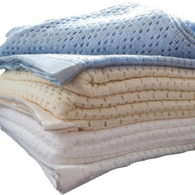 Just So Home Lightweight 100% Acrylic Cellular Blanket (Double 230 x 230cm, Cream)