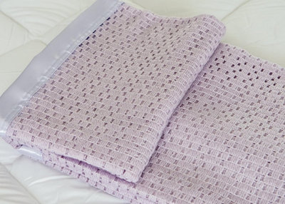 Just So Home Lightweight 100% Acrylic Cellular Blanket (Double 230 x 230cm, Lilac)