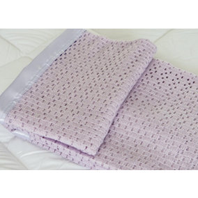 Just So Home Lightweight 100% Acrylic Cellular Blanket (Double 230 x 230cm, Lilac)