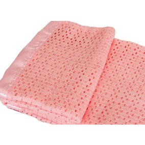 Just So Home Lightweight 100% Acrylic Cellular Blanket (Double 230 x 230cm, Rose)