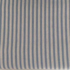 Just So Home Luxury 100% Brushed Cotton Flannelette Flat Sheet Patterned (Blue Stripe, King)