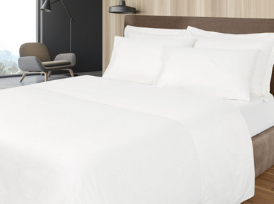 Just So Home Luxury 300 thread count Cotton Sateen Flat Sheet Made in Portugal WHITE (Double)