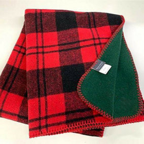 Just So Home Luxury Brushed Cotton Fleece Throw Blanket Red/Black Tartan