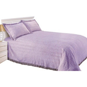 Just So Home Luxury Candlewick Bedspread Traditional Bed Throw (Double, Lavender)